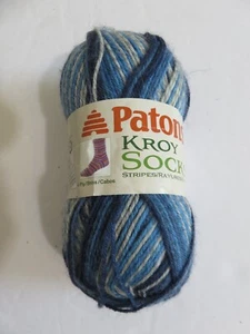 PATONS Kroy Socks, Sing'n the Blues Stripes, 50g, 166 yds, 75% Wool, 25% Nylon - Picture 1 of 4