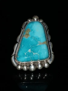 Anillo firmado navajo navajo nativo americano turquesa y turquesa natural talla 7  - Imagen 1 de 12