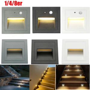 3W LED Wall Stair Recessed Lights Staircase Walkway Path Lighting W/ PIR Motion  - Picture 1 of 15