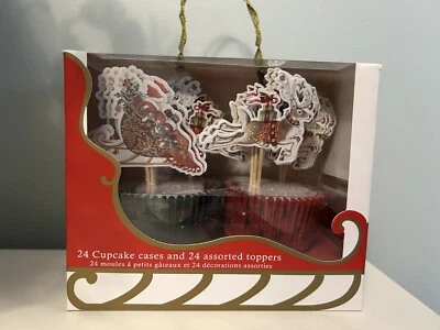 Meri Meri x Williams-Sonoma Santa & Reindeer Cupckae Liners & Toppers, set of 24 - Image 1 of 4
