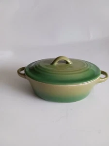 Tischplatte Brasserie Mini Oval Keramik Topf Grün Deckel 6 X 4 Zoll - Bild 1 von 6