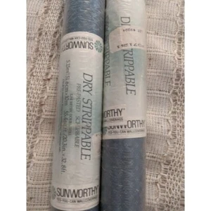 Vintage Wallpaper by Sunworthy 2 full rolls 55.4 sq ft Blue with White dots - Picture 1 of 4