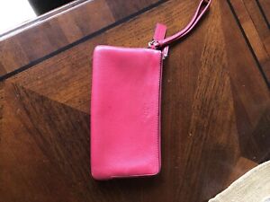 Pink Coach Leather Wristlet