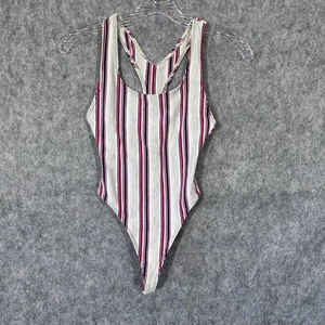 Body Tanga Vintage Mujer XS Blanco Rojo Azul Espalda Corredora Ejercicio Años 80 90 - Imagen 1 de 12