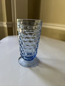 Indiana Whitehall Colony Blue Cubist Clear 6" Footed Iced Tea Glasses~Non-Fluted - Picture 1 of 6