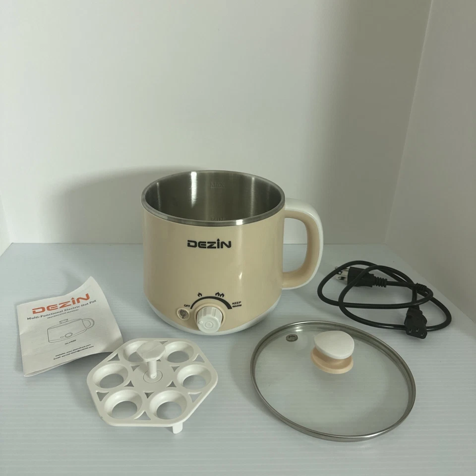 Dezin Electric Pot, 1.6L Ramen Cooker Stainless Steel - Beige - Image 1 of 4