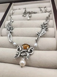 Vintage Carolyn Pollack? 925 Sterling Silber Rauchquarz, Perlenkette 18 Zoll - Bild 1 von 24