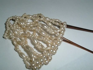 VINTAGE WHITE PEARL SNOOD HAARDUTT WRAP - Bild 1 von 2