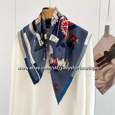 Sallys 70% Cashmere 30% Silk Art Museum Print Double Face Neck Collar Scarf 26" - Image 1 of 4