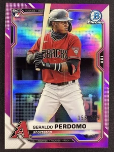 2021 Bowman Chrome #98 Geraldo Perdomo Fucsia Rifrattore Rookie RC #/299 - Foto 1 di 2