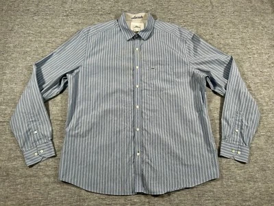 Camisa de Vestir Lacoste Para Hombre 45 Extra Grande Azul Manga Larga Rayas Preppy Trad Foto 1 de 4