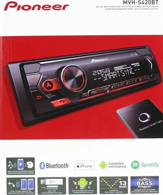 Pioneer MVH-S420BT 1-DIN Autoradio Bluetooth, roter Beleuchtung USB Car Tuner - Bild 1 von 4