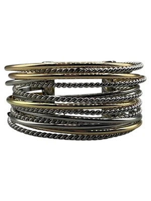 Brazalete Brazalete Alambre Cuerda Dos Tonos Mercado Negro Casa Blanca Tono Dorado Foto 1 de 4