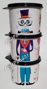 Tupperware Canisters 20 oz Stacking Snack Canister Set 3 Muertos Day of the Dead - Picture 1 of 5