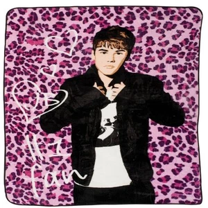 Justin Bieber  Twin Size Pink leopard Plush throw blanket 60x80  - Picture 1 of 1