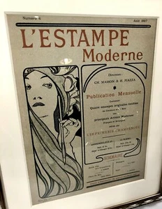 1897 L'ESTAMPE MODERNE Cubierta de cartera litográfica enmarcada, Alphonse Mucha - Imagen 1 de 4