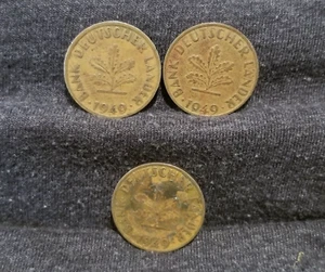German 10 Pfennig Coins 1949 F, G,D ~BANK DEUTSCHER LANDER~ - Picture 1 of 5