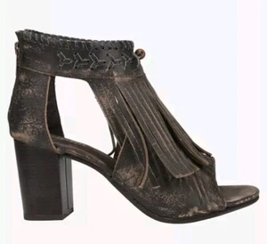 Roper Bettina Fringe Peep Toe Shootie Pumps Womens Brown Casual Sandals - Picture 1 of 9