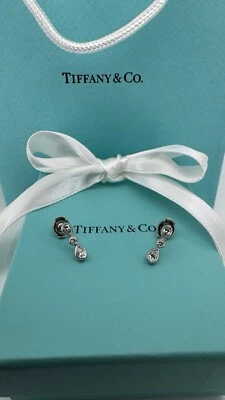 TIFFANY & CO. PLATINUM DIAMONDS BY THE YARD ELSA PERETTI DROP EARRINGS - Image 1 of 4