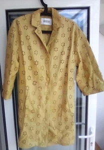 RIANI LADIES LEATHER COAT "Clotted Cream with Flower CutOuts - size34 - Picture 1 of 6