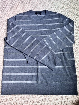 Suéter masculino Theory listrado mistura de lã merino cinza GG - Imagem 1 de 2