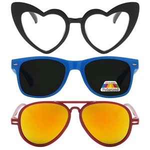 OWL Kid's Assorted 3 Pack Sunglasses – Three Cute Heart, Retro, & Aviator Styles - Picture 1 of 135