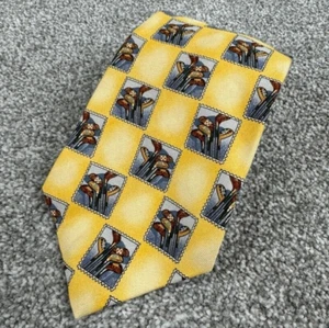 Tommy Bahama Vintage Necktie Men's Tommy's Woods Maize Yellow 100% Silk USA - Picture 1 of 15