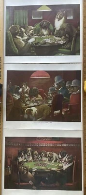 Juego de 3 impresiones famosas de Cassius Marcellus Coolidge para perros que juegan a las cartas Foto 1 de 4