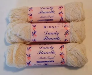 3 Skeins Vintage BERNAT DAINTY FLEURETTE Wool Yarn Color 5842 White - Picture 1 of 7