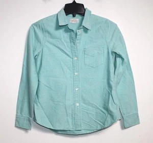 Broadway & Broome - XS - Aqua Marine Cotton Twill 3/4 Sleeve Button-Down Shirt - Picture 1 of 3