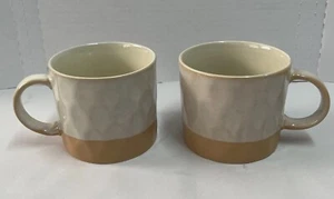 Tazza da caffè 13,5 oz ceramica fossette crema e cammello toni neutri minimalista, 2 tazze - Foto 1 di 6