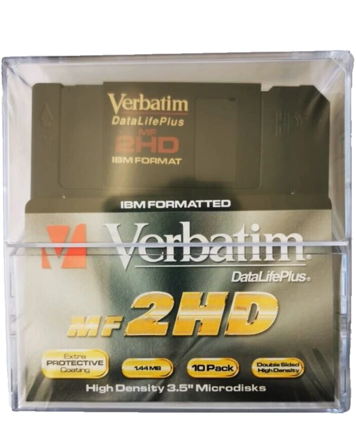 10 Verbatim Data Life Plus Disketten 2HD 3,5" Floppy Disk MS-DOS 1,44MB NEU