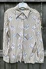 Vintage 1970S Sears Deck Of Cards Polyester Disco Hippie Blouse Shirt Top