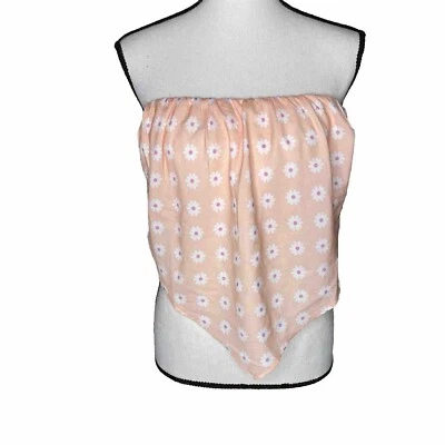 Algodón: Top Bandana Floral Sin Tirantes Color Melocotón Nuevo con Etiquetas; Talla Mediana Foto 1 de 4
