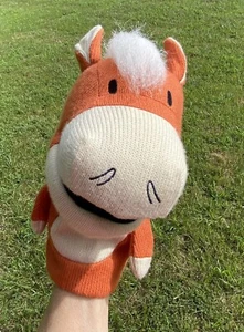 2015 Manhattan Toy Horse Pony Hand Puppet Stuffed Plush Orangey Brown & White - Picture 1 of 11