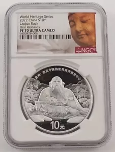 Moneda de plata NGC PF70 China 2022 Quanzhou Patrimonio de la Humanidad Laojun Rock 30 g - Imagen 1 de 3