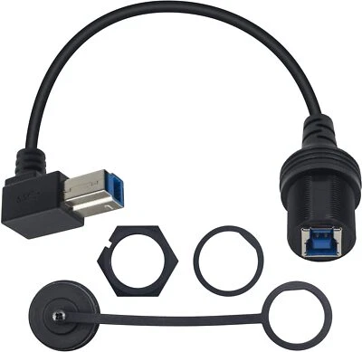 USB Type-B 3.0 Flush Panel Mount Extension Cable Car/Boat Male to Female - Image 1 of 4