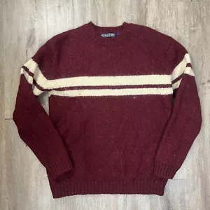 Structure Men's Wool Sweater Red Stripe Medium Pullover Knit Crewneck Alpaca - Picture 1 of 5
