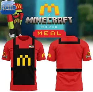 HOT!! 2025 McDonald Crew Collab Minecraft Uniform T-shirt Collection Size S-4XL - Picture 1 of 5