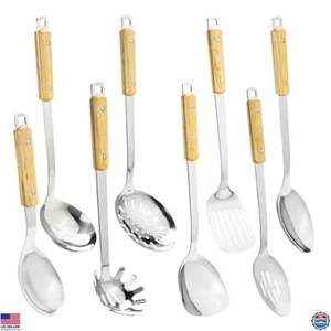 Juego de utensilios de cocina de 8 piezas - Espátula con mango de madera y cucharón para cocinar wok - Imagen 1 de 6