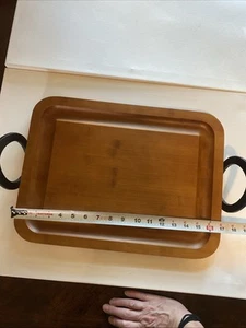 Never Used Wooden Tray With Black Resin Handles - Picture 1 of 3