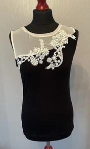 Laura Ashley edles ärmelloses Top Größe UK 10 schwarz-weiß - Bild 1 von 4