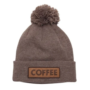 Coal The Vice Pom Acrylic Rib Knit Cuffed Beanie Heather Brown (Coffee) OSFM - Picture 1 of 1