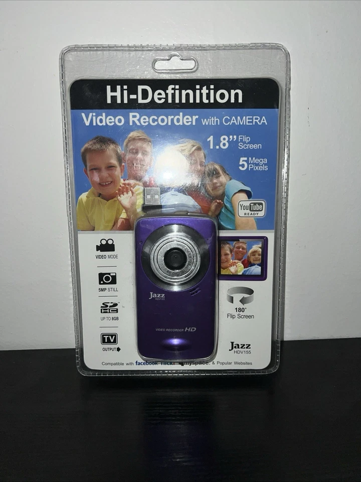 Jazz 5MP 1.8” hi-Definition video recorder With Camera - Jazz HDV155 purple  New - Image 1 of 3