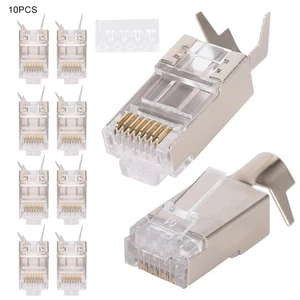 10x Shielded RJ45 8P8C CAT7 30GIP Communication Network Server Connectors Et NEW - Afbeelding 1 van 11