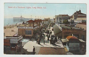 Tarjeta postal de Long Beach California calle de las mil luces alrededor de 1909 - Imagen 1 de 2
