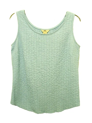 Camiseta sin mangas Woolrich para mujer M Seersucker texturizada azul claro, cintura trasera elástica Foto 1 de 4