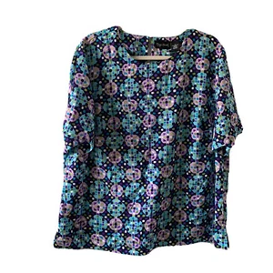 Maggie Barnes Top Womens 1X Multicolor Geometric Artsy Boho Print Blouse - Picture 1 of 5