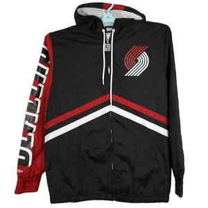 Portland Blazers Mitchell & Ness NBA L Large Windbreaker Jacket Black Red NWT - Picture 1 of 11