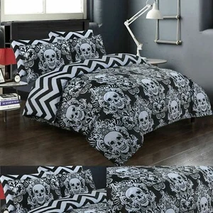 JUEGOS DE CAMA TAMAÑO KING 100 % ALGODÓN DOBLE KING FUNDA CALAVERA BARROCA HALLOWEEN - Imagen 1 de 5